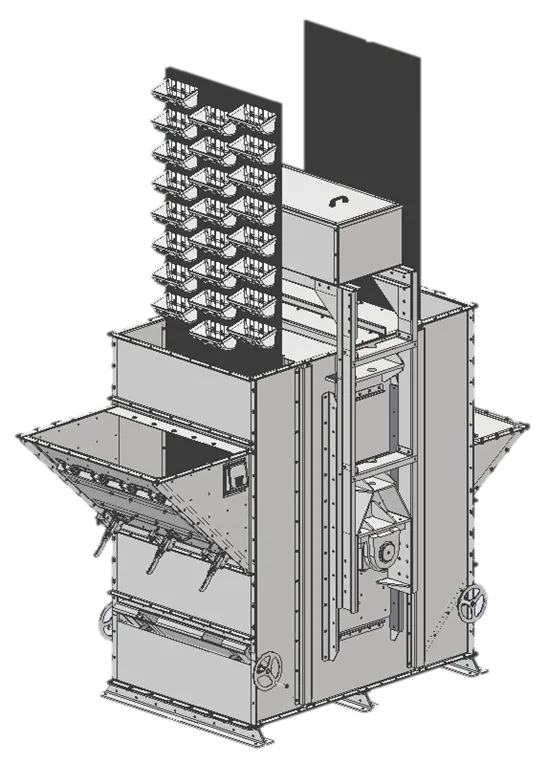 Нория Лента с ковшами.png Belt with buckets — E series bucket elevators